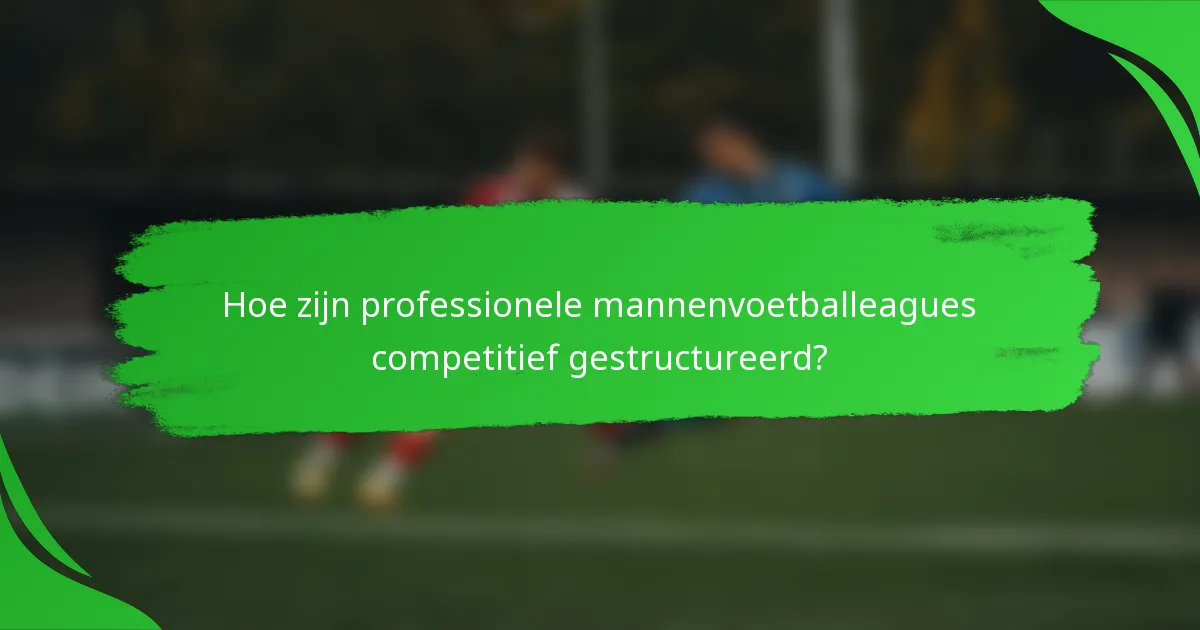 Hoe zijn professionele mannenvoetballeagues competitief gestructureerd?