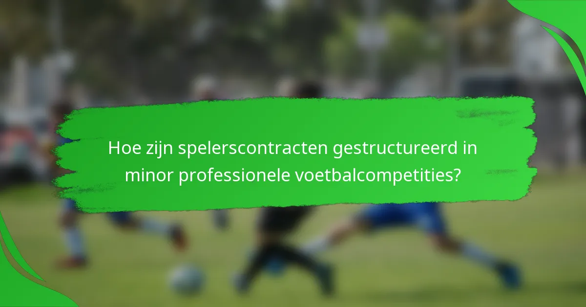 Hoe zijn spelerscontracten gestructureerd in minor professionele voetbalcompetities?